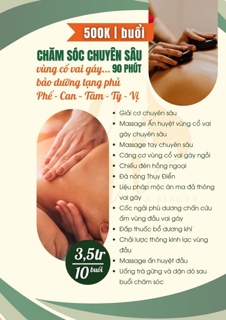 Biểu giá dịch vụ trị liệu cổ vai gáy tại Hi Spa