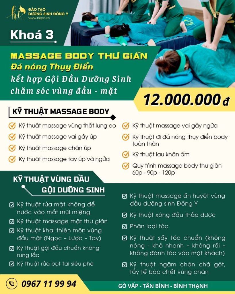 Massage Body Thư Giãn Đá Nóng Thụy Điển Kết Hợp Gội Đầu Dưỡng Sinh Chăm Sóc Vùng Đầy Mặt