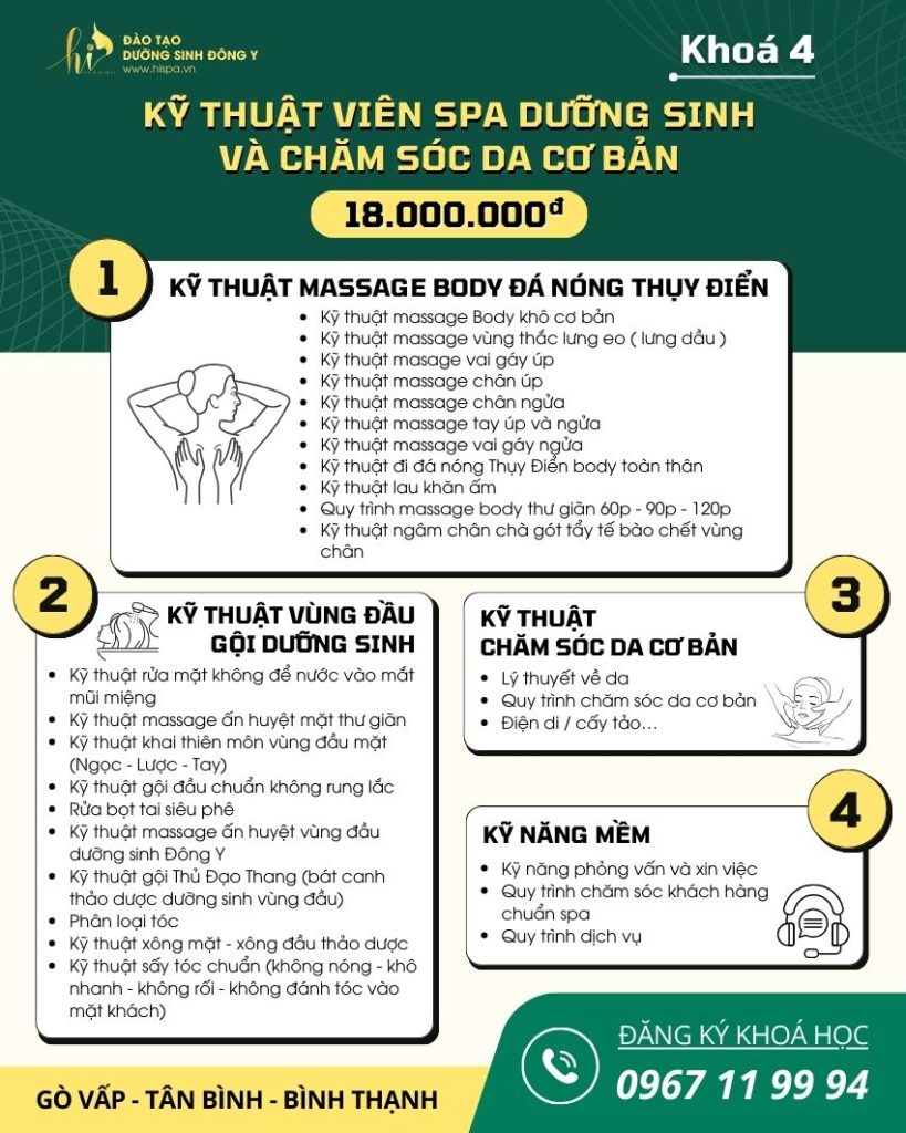 Khóa Kỹ Thuật Viên Spa Dưỡng Sinh Và Chăm Sóc Da Cơ Bản