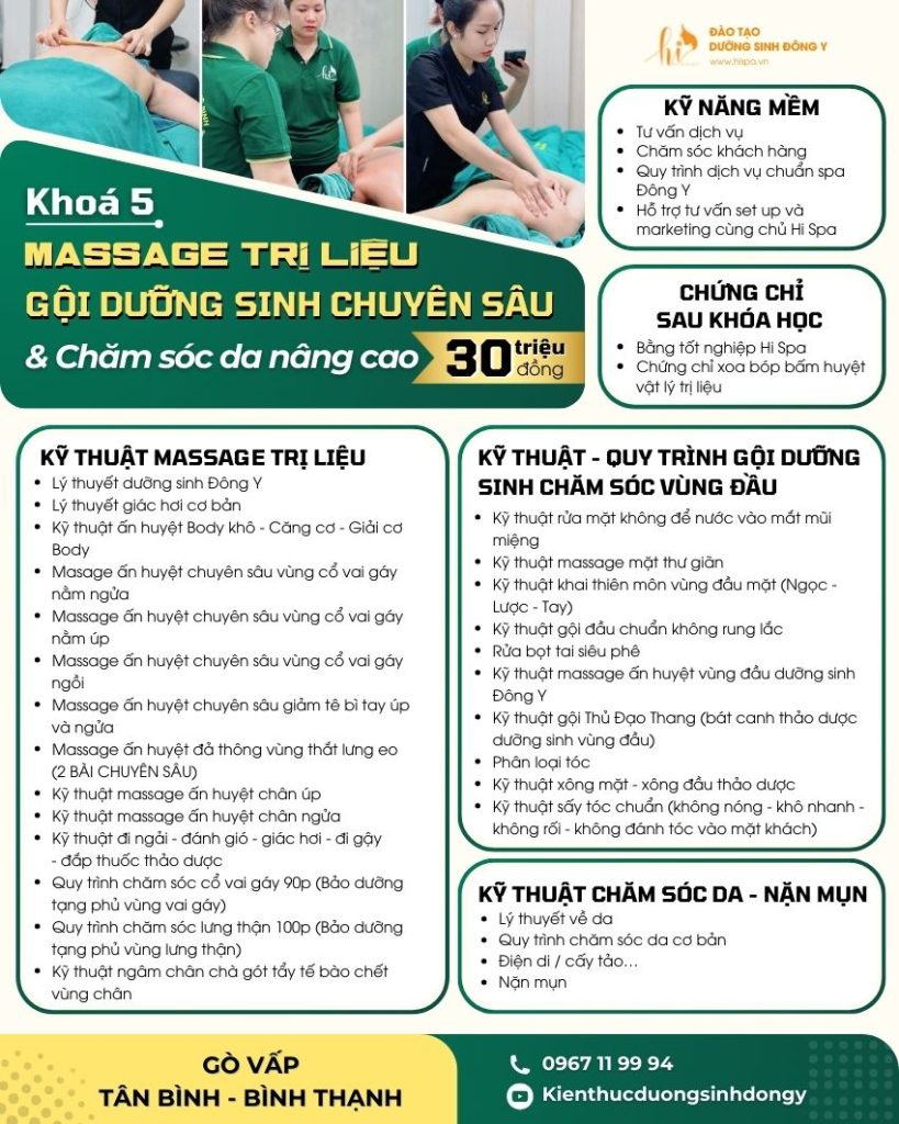Khóa dịch vụ spa dưỡng sinh chuyên sâu toàn diện