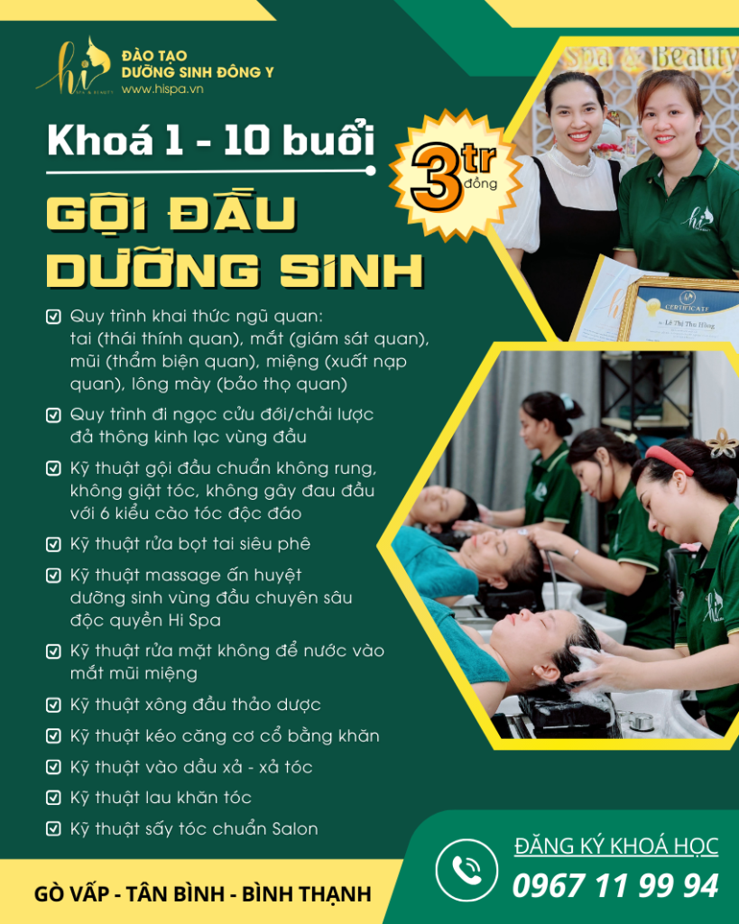 Khoá học gội đầu dưỡng sinh tại Hi Spa